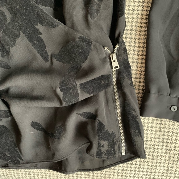 All saints sheer sleeve, deep v, velvet formal top - Picture 3 of 4